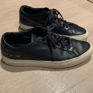 Woman by Common Projects Achilles Low Navy Blue Perforated Sneakers 38